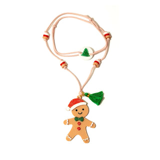 Lilies & Roses Happy Gingerbread Cookie Necklace, Lilies & Roses, All Things Holiday, cf-type-necklaces, cf-vendor-lilies-&-roses, Christmas Necklace, Gingerbread, Lilies & Roses, Lilies & Ro