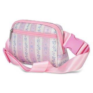 Iscream floral stripes belt bag with adjustable strap, featuring colorful floral and stripe pattern, perfect for casual outings.