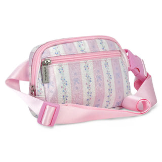 Iscream floral stripes belt bag with adjustable strap and vibrant pattern, perfect for casual outings.