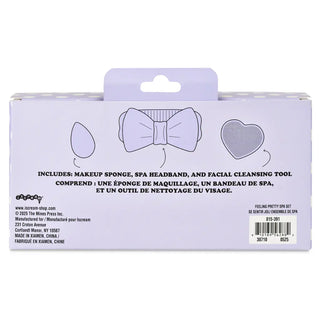 Iscream Feeling Pretty Spa Set
Back of a packaging box with illustrations and text on a white background