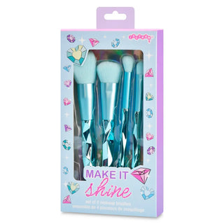 Iscream Make It Shine Makeup Brushes Set
Set of makeup brushes in a decorative packaging with 'Make It Shine' text and gemstone designs.