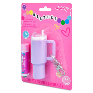 Iscream Besties Lip Balm Key Chain Set
Lip balm and keychain set packaging with pink background and 'Besties' branding.