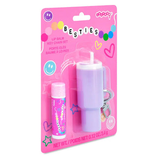 Iscream Besties Lip Balm Key Chain Set
Pink packaging of a lip balm and keychain set with 'Besties' text on a white background