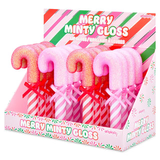 Iscream Merry Minty Lip Gloss
Box of 'Merry Minty Gloss' candy cane-shaped lip glosses with a colorful striped design.