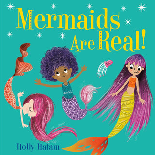 Penguin Random House Mermaids Are Real! (Mythical Creatures Are Real!) Board Book
Book cover of 'Mermaids Are Real!' with colorful mermaid illustrations on a teal background.