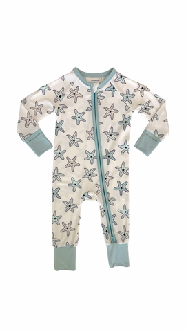 In My Jammers Starfish Zipper Romper, In My Jammers, Bamboo, Bamboo Pajamas, cf-size-12-18-months, cf-size-18-24-months, cf-size-2t, cf-size-3-6-months, cf-size-6-9-months, cf-size-9-12-month