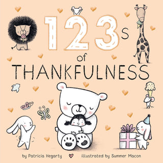 Penguin Random Hpuse 123s of Thankfulness (Books of Kindness) Board Book
Book cover of '123s of Thankfulness' with cartoon animals and numbers on a beige background.