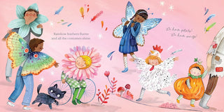 Hachette Baby’s First Halloween Board Book
Illustration of fairies and a cat on a pink background with text.