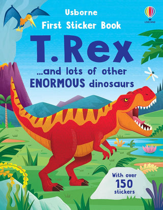 First Sticker Book T. Rex Activity Book
Usborne T. Rex sticker book cover with colorful dinosaur illustration