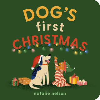 Dog's First Christmas: A Board Book (Dog and Cat's First) Board Book
Book cover of 'Dog's First Christmas' with a dog and child under a Christmas tree.
