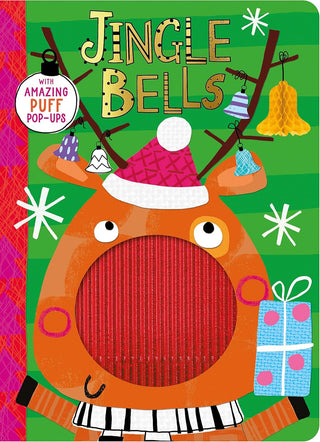Jingle Bells Board Book
Children's book cover with a reindeer illustration and 'Jingle Bells' text on a colorful background.