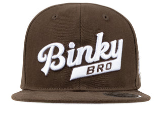 BinkyBro Kids Palm Brown Hat
Brown cap with 'Binky Bro' logo on a white background