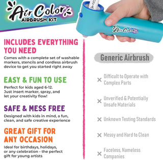 The Pencil Grip Inc Air Colors Airbrush Kit 
Air Colorz airbrush kit with text highlighting features and benefits