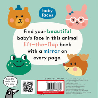 Hachette Baby Faces: Little Bear, Where Are You? Board Book
Back cover of a children's book titled 'Baby Faces' with animal illustrations and text.