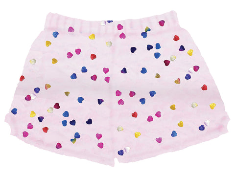 Iscream Colorful Foil Hearts Plush Shorts, Iscream, Candy Hearts, Fleece Shorts, Gifts for Tween, Girls Sleep Shorts, iscream, Iscream Colorful Foil Hearts, Iscream Colorful Foil Hearts Plush