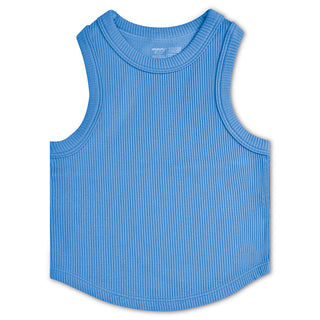 Iscream Cropped Ribbed Racerback Tank Top - Bright Blue