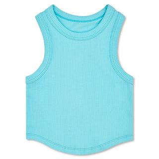 Iscream Cropped Racer Back Tank Top - Ice Blue