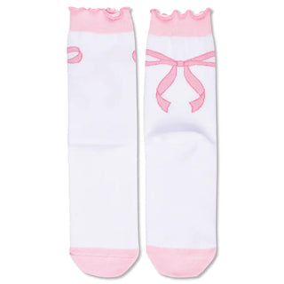 Iscream Bow Socks
White socks with pink bows and cuffs on a white background