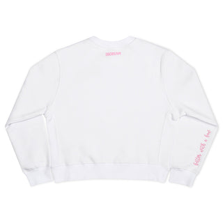 Iscream Lovely Bow Sweatshirt
White sweatshirt with pink text on a white background