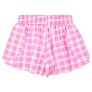 Iscream Pink Gingham Butterfly Shorts
Pink and white checkered shorts on a white background