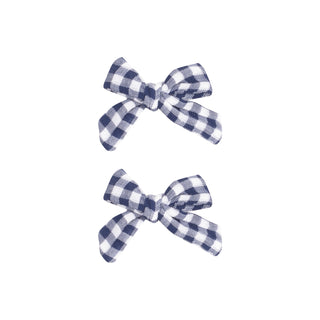 Angel Dear 2-Pack Hair Bows with Clips - Navy Gingham