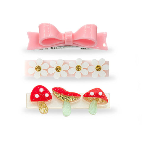 Lilies & Roses, Lilies & Roses Red Mushroom and Bow Hair Clip Set - Basically Bows & Bowties