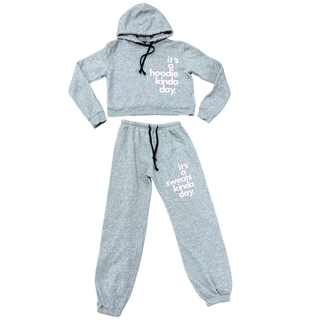 Love Junkie Fleece Sweats Kinda Day Sweatpants - Heather Grey, Love Junkie, cf-size-large-14, cf-size-medium-10-12, cf-size-small-7-8, cf-size-xlarge-16, cf-type-pants, cf-vendor-love-junkie,