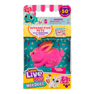 Little Live Pets™ NeeDees™ - Candy Series
Packaging of Little Live Pets NeeDees with a pink bunny figure on a colorful background