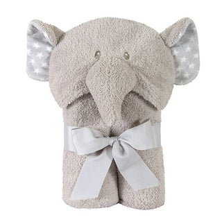 Stephan Baby Hooded Towel - Elephant
Plush elephant-shaped towel with a bow on a white background