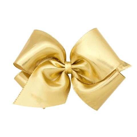 Wee Ones King Metallic Lame Overlay Hair Bow on Clippie - Gold