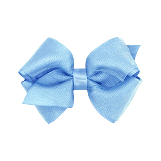 Extra small navy grosgrain hair bow on a Wee Ones clip, featuring a classic overlay design for children’s hairstyles.