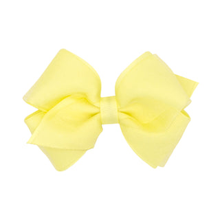 Extra small gray grosgrain bow hair clip by Wee Ones, featuring an overlay design and attached clip for children's hairstyles.
