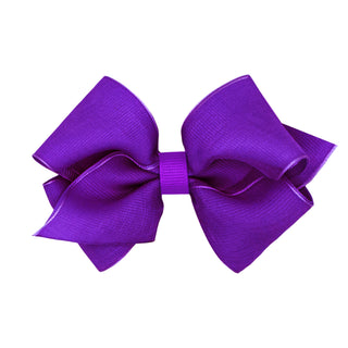 Extra small purple grosgrain hair bow clip by Wee Ones, featuring a stylish overlay design for children's hair accessories.