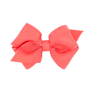Extra small grey grosgrain bow hair clip by Wee Ones with a charming overlay design for children's hairstyles.