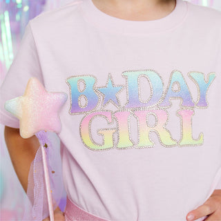 Sweet Wink Pastel Rainbow BDay Girl Patch Short Sleeve T-Shirt - Ballet