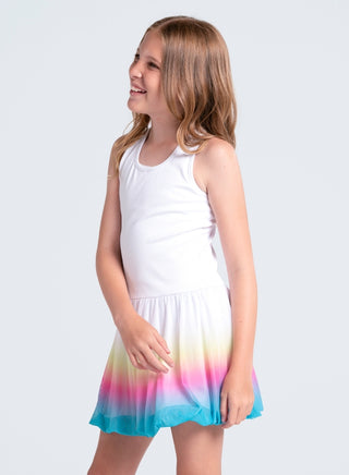 Lucky In Love Nova Bubble Dress in multi-color, featuring a playful, voluminous silhouette and vibrant pattern.