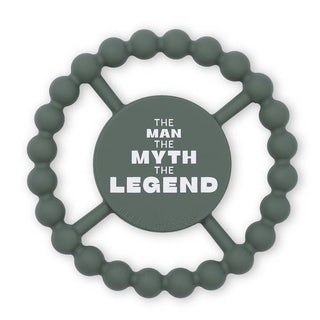 Bella Tunno Happy Teether - Man Myth Legend
Dark green beaded ring with 'The Man The Myth The Legend' text on a white background