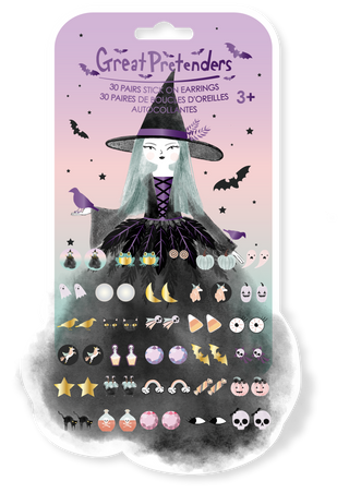 Great Pretenders Natasha The Raven Witch Stick on Earring Set, Great Pretenders, Boo Basket, cf-type-earrings, cf-vendor-great-pretenders, Creative Education, Earrings, EB Girls, Great Preten