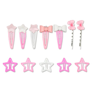 Iscream Hair Accessory Stocking Set
Set of pink and white hair accessories including stars and bows on a white background