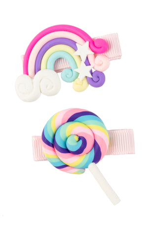 Great Pretenders Lollypop Rainbow 2pc Hair Clip Set, Great Pretenders, Barrette, cf-type-hair-clip, cf-vendor-great-pretenders, EB Girls, Great Pretenders, Great Pretenders Headband, Hair Cli