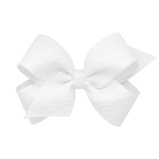 Wee Ones Seersucker Overlay Grosgrain Hair Bow on Clippie - White Medium
