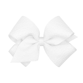 Wee Ones Seersucker Overlay Grosgrain Hair Bow on Clippie - White King