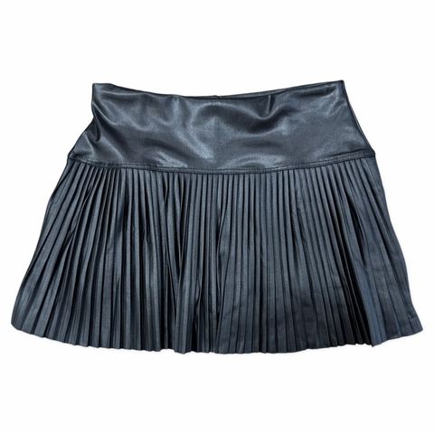 FBZ Black Pleather Pleated Skort, Flowers By Zoe, Black, cf-size-5, cf-size-6x, cf-size-large-10-12, cf-size-xlarge-12-14, cf-type-skirts, cf-vendor-flowers-by-zoe, FBZ, Flowers By Zoe, Pleat