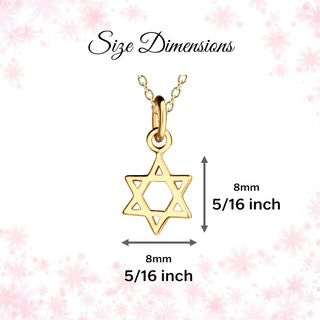 Cherished Moments 14K gold plated children's Star of David charm necklace showing a delicate star pendant on a chain