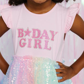 Sweet Wink Pastel Rainbow BDay Girl Patch Short Sleeve Dress