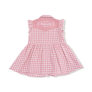 Angel Dear Western Pearl Snap Dress - Rose Pink Plaid