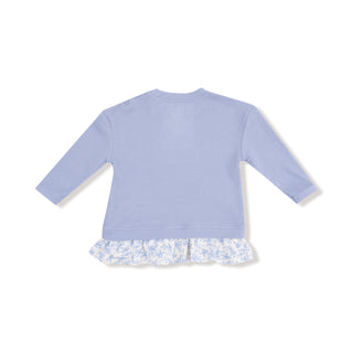 Angel Dear Waffle Pullover With Ruffle & Ribbed Legging Set - Romi Floral
Light blue long-sleeve top with floral hem on a white background