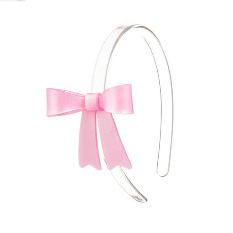 Lilies & Roses French Bow Satin Pink Headband