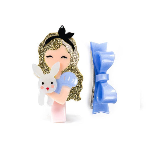 Lilies & Roses Cute Doll Clip Set -  Alice with Bunny and Bow