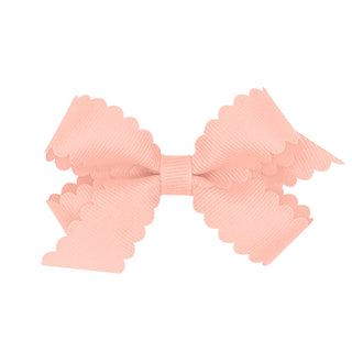 Wee Ones mini grosgrain scallop edge hair bow on a clip, perfect for infants and toddlers, featuring a cute, decorative design.
